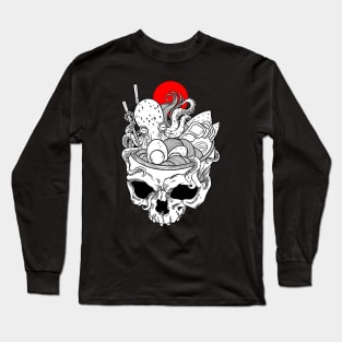 Kawaii Japanese Anime Skeleton Ramen Halloween Long Sleeve T-Shirt